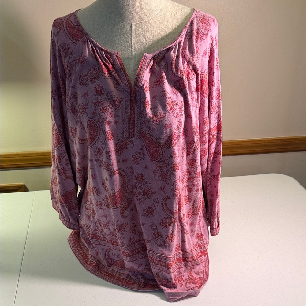 J. Jill Pink Paisley Blouse